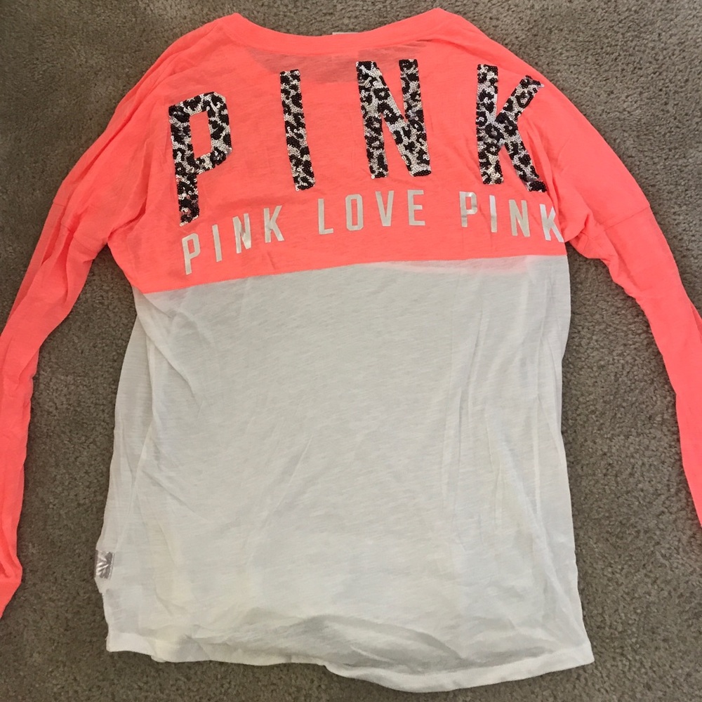 PINK Sparkly Back Long Sleeve Tshirt